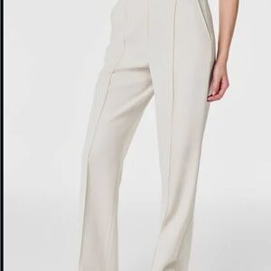 SPANX Cream Wide-Leg Trousers High-Waist